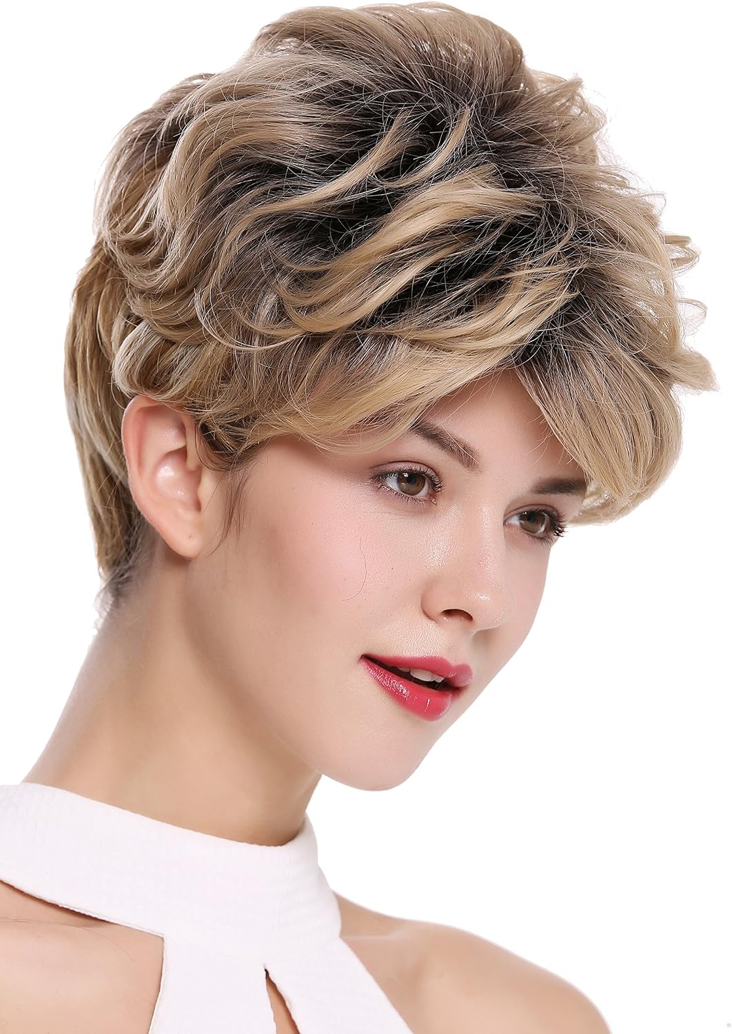 WIG ME UP, DW-2700 Lady Quality Wig Short Voluminous teased wavy black roots with blond mix - Image 3