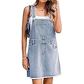 Glamaker Womens Denim Overalls Dress - Casual Summer Loose Romper Sleeveless Adjustable Straps Jumper Jean Mini Dresses 2025