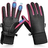 Sukeen Kids Winter Warm Gloves for Boys Girls Windproof PU Cold Weather Gloves Aged 4-14 Anti-Slip Gloves for Cycling Outdoor