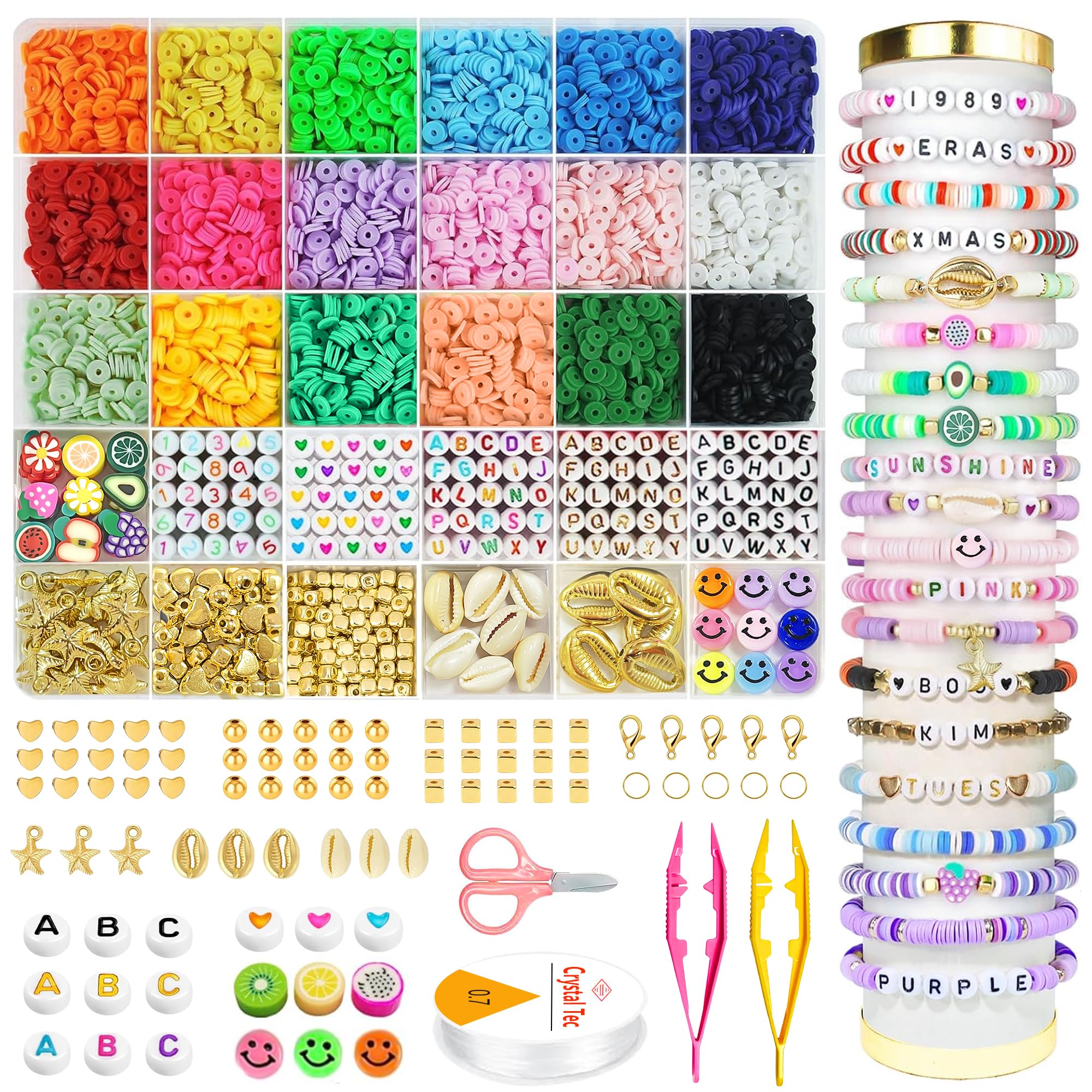 OHOME Stocking Stuffers - 5300 Clay Beads Bracelet Making Kit,Arts and Crafts for Kids Ages 8-12,Christmas Gifts Crafts Games Toys for 3-10 Year Old Birthday,Christmas Gifts for Grandkids