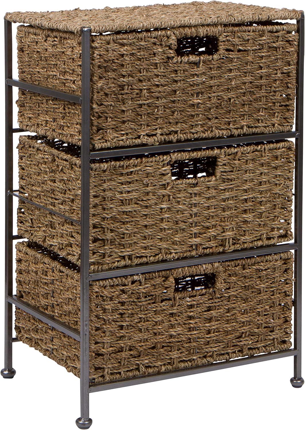 wicker drawer unit on Amazon Com Trademark Innovations 24 Seagrass And Metal 3 Drawer Storage Chest