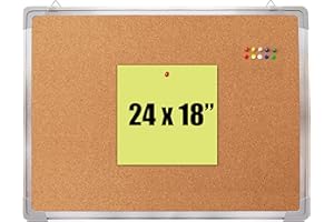 NAVY PENGUIN Cork Board Set - Bulletin Corkboard 24 x 18 inch Framed with 10 Thumb Tacks - Small Wall Hanging Message Memo Pin Tackboard Organizer for Home, Office, Desk and Cubicle (Cork 24x18")