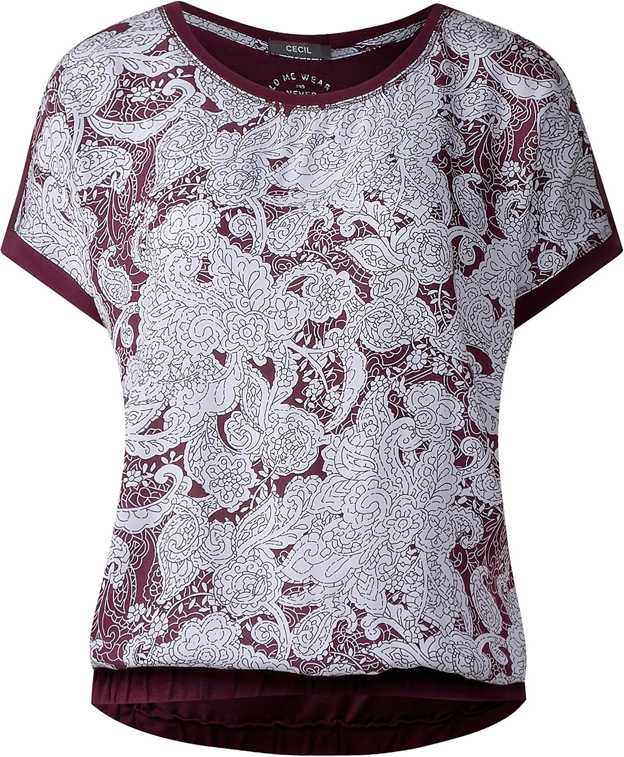 Cecil Damen T-Shirt – Mit Tunnelzug Am Saum, Weicher Baumwoll-Mix, Rundhals, Kurzarm
