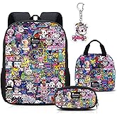 Tokidoki Backpack Set with Lunch Bag Pencil Case Unicorno Keychain Travel Laptop Bag Casual Daypacks for Women (Backpack Set-Purple)