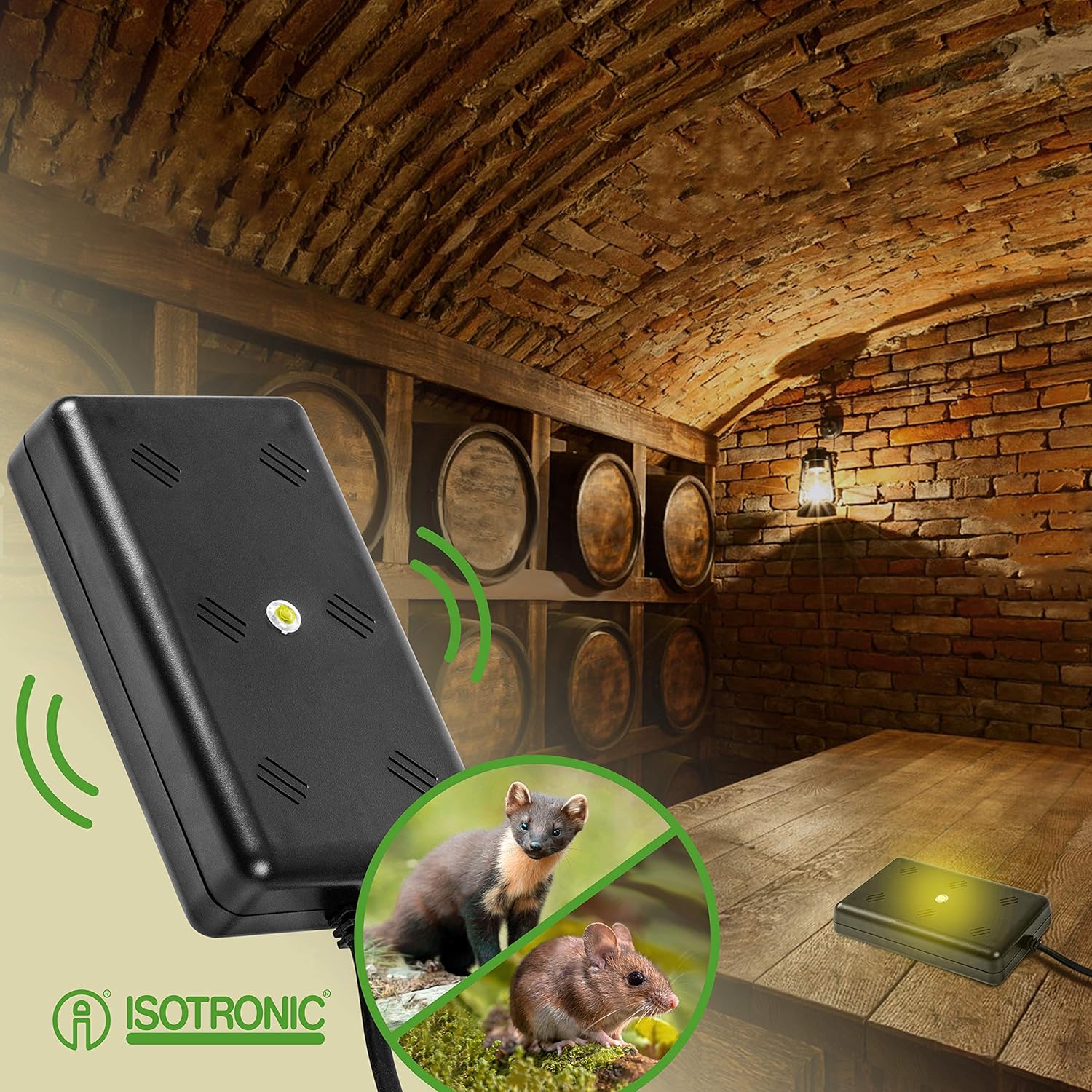 ISOTRONIC® Ultrasonic Marten-Free, 230V powered LED flashing light marten scare defence - Image 3