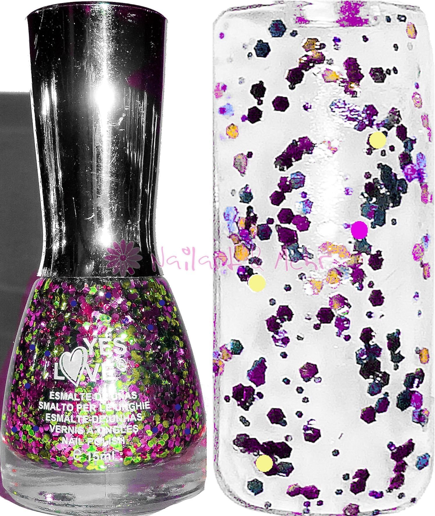 'Yes Love New Glitter Collection Nail Varnish 15ml # G3/2 Purple/Gold/Blue