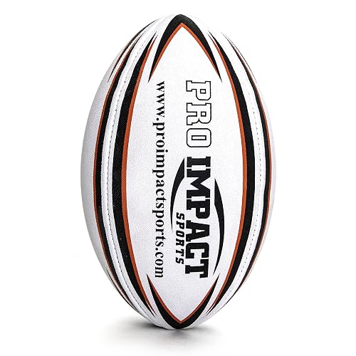 Pro Impact Rugby Ball - Professional Grade Training Ball For Youth & Adults, Size 5 Red White Blue