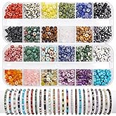 CHCCOYE 960pcs Natural Disc Gemstone Beads, 4x2mm Loose Beads for Jewelry Making - Smooth Stone Spacers for Friendship Bracelets, DIY Craft Box