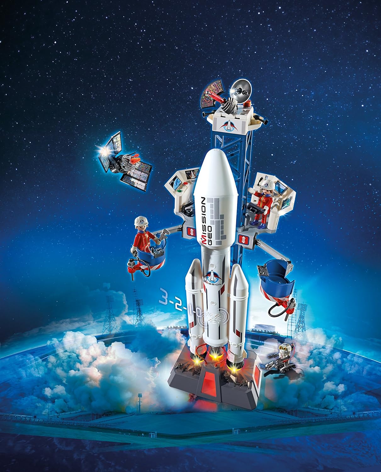 playmobil city action space rocket and base station