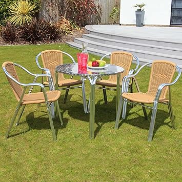 Cappuccino 4 Seater Rattan Furniture Beige Restaurant Stackable