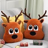 Menkxi 2 Pcs Christmas Elk Throw Pillows 15.75 Inch Brown Reindeer Christmas Ornaments Cute Fluffy Plush Pillows Winter Home Decor Sofa Cushions Bedroom Living Room and Sofa