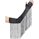 BABEYOND Vintage Long Opera Pageant Gloves - 1920s Fringe Fingerless Elbow Gloves for Costume Party Wedding