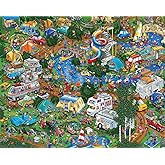 Springbok Camping World 1000 Piece Jigsaw Puzzle for Adults | Camping puzzle with Unique Cut Pieces, Made in USA, Eco-Friendly Materials, Poster Included for search and find family fun