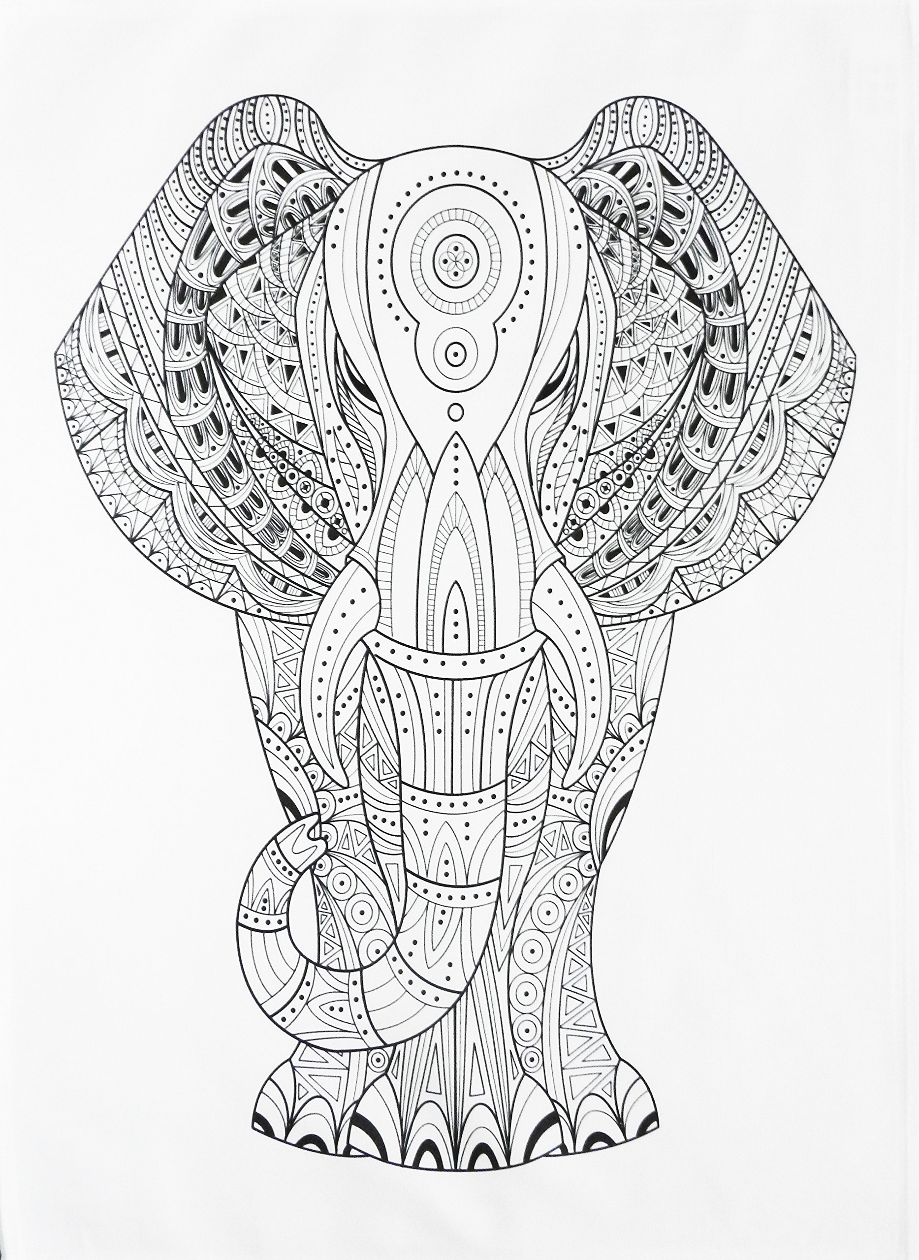 Half a Donkey The Big Zentangle Elephant - Large Cotton Tea Towel