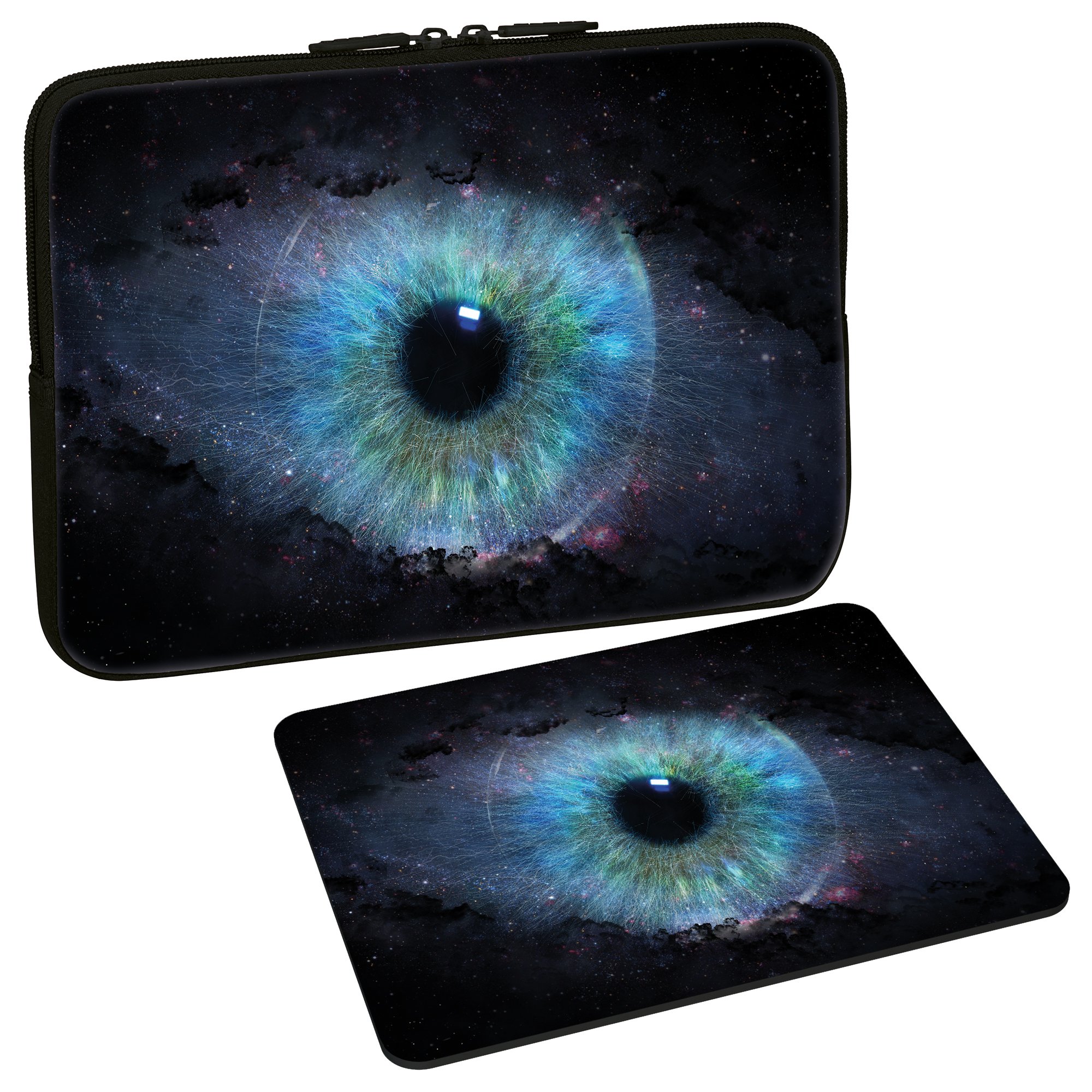 PEDEA Design Protective Case for Notebook up to 13.3 Inches (33.7 cm) with Design Mouse Pad Space Eye