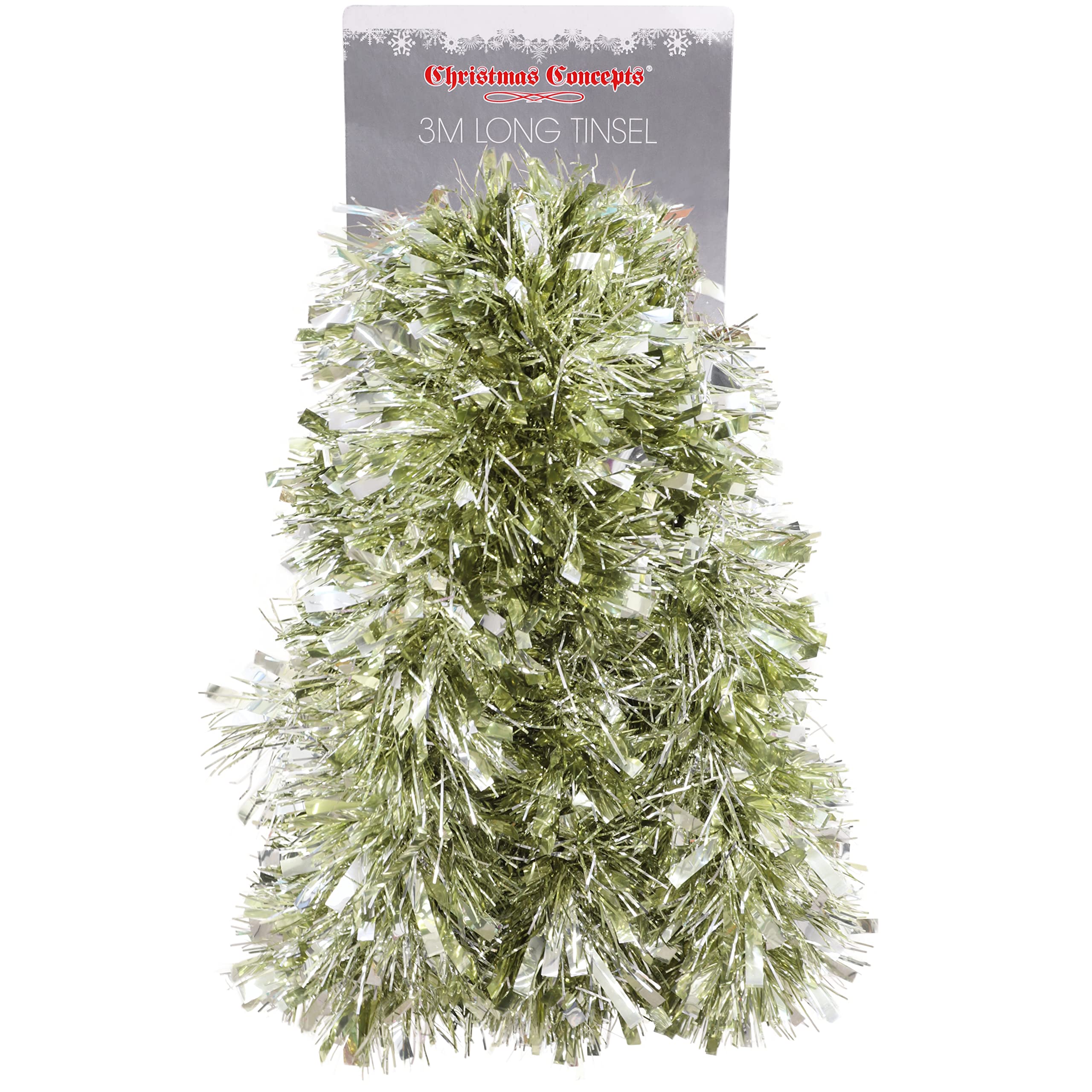 Christmas Concepts® 3m (9.8ft) Chunky/Fine Christmas Tinsel - Christmas Decoration Tinsel (Mint Green)
