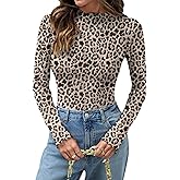KTILG Womens Mesh Long Sleeve Top Sheer Blouse Sexy See Through Tee Shirt Lace Tops S-XXL