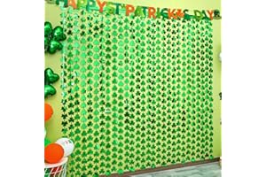 LOLStar 3 Pack St. Patrick's Day Foil Fringe Curtains Lucky St Patricks Day Party Decorations 3.3 x 6.6 ft Shamrock Metallic Tinsel Photo Booth Props Backdrop Streamer for Irish Party Door Decors