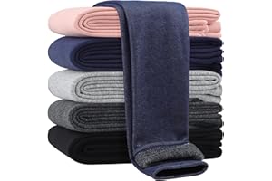 HIAHIF Girls Cotton Fleece Lined Leggings Thick Winter Thermal Tights Soft and Warm Pants for Kids