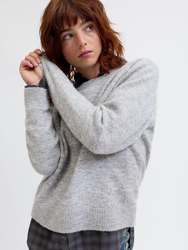 Jxevi Crew Neck Knit, Color Gris, M para Mujer