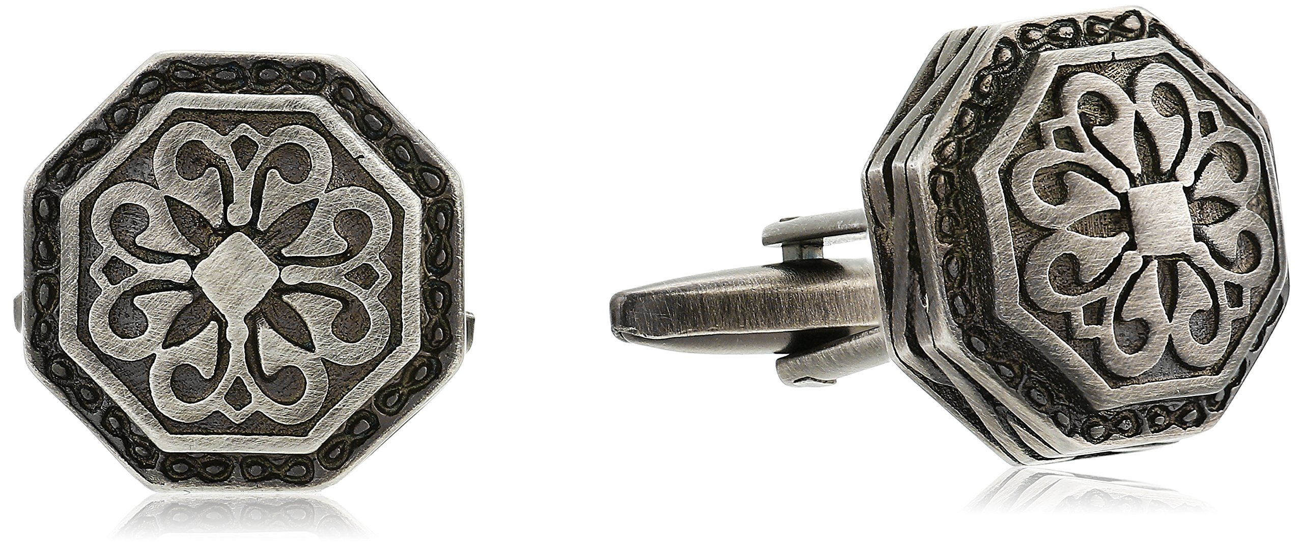 Men's Octagon Cuff Links with Antique Pattern
