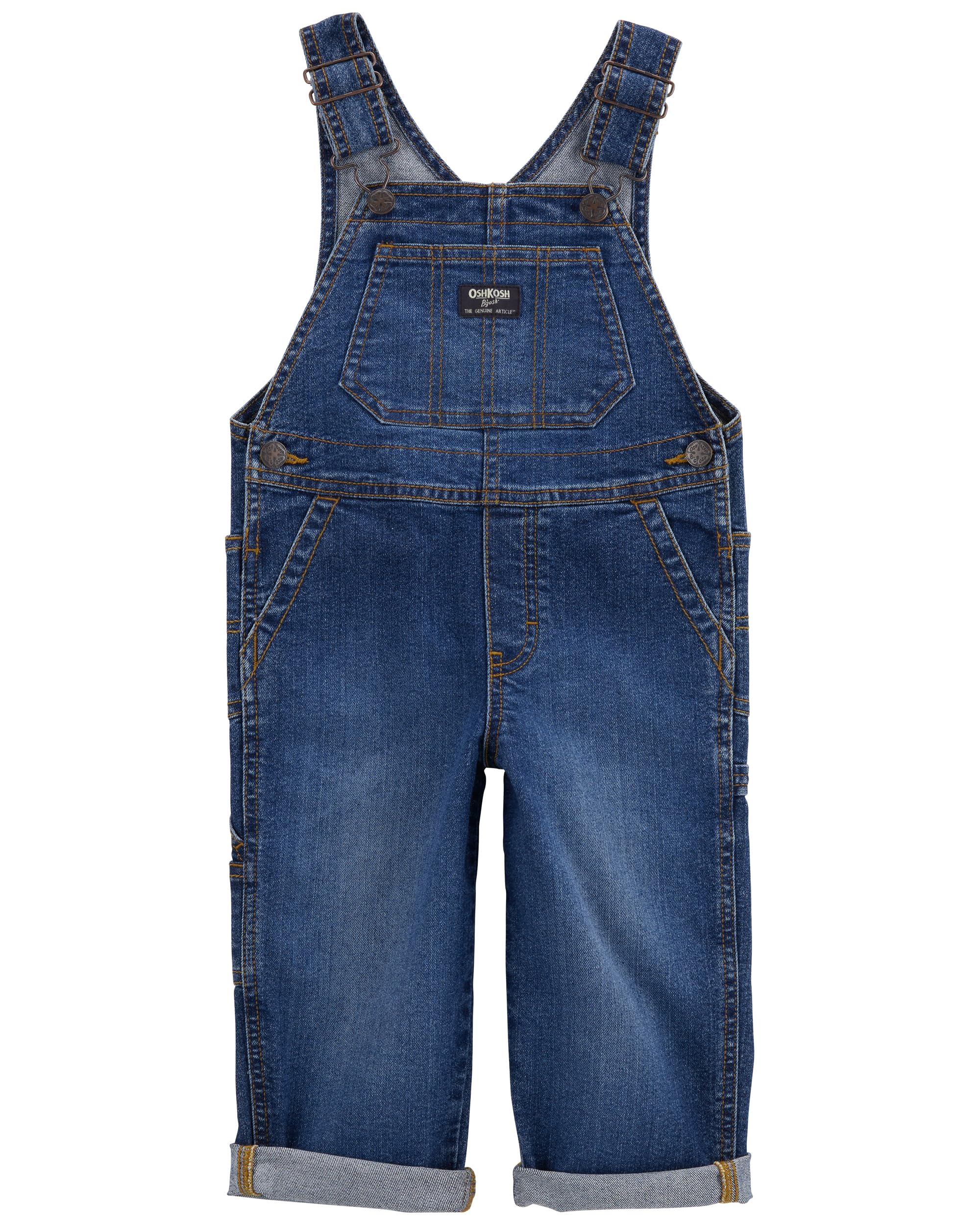 Oshkosh Boys World's Best Overalls, Vintage Denim, 4T Image Oshkosh Boys World's Best Overalls, Vintage Denim, 4T Image