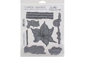 Stampers Anonymous Tim Holtz Cling Stamps 7X8.5-The Poinsettia