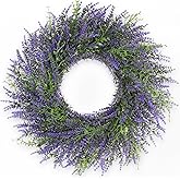 DDHS 24inch Lavender Wreath for Front Door, Window, Porch, Spring Summer Artificial Wreaths All Seasons Farmhouse Indoor Outdoor Decor