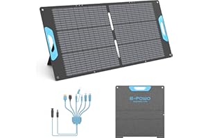 E-POWO 110W Portable Solar Panel for Power Station, 23.5% High Efficiency ETFE Foldable Solar Panels Charger, QC3.0 USB-A &Type-C Output, IP67 Waterproof for RV, Outdoor Camping, Off Grid Blackouts