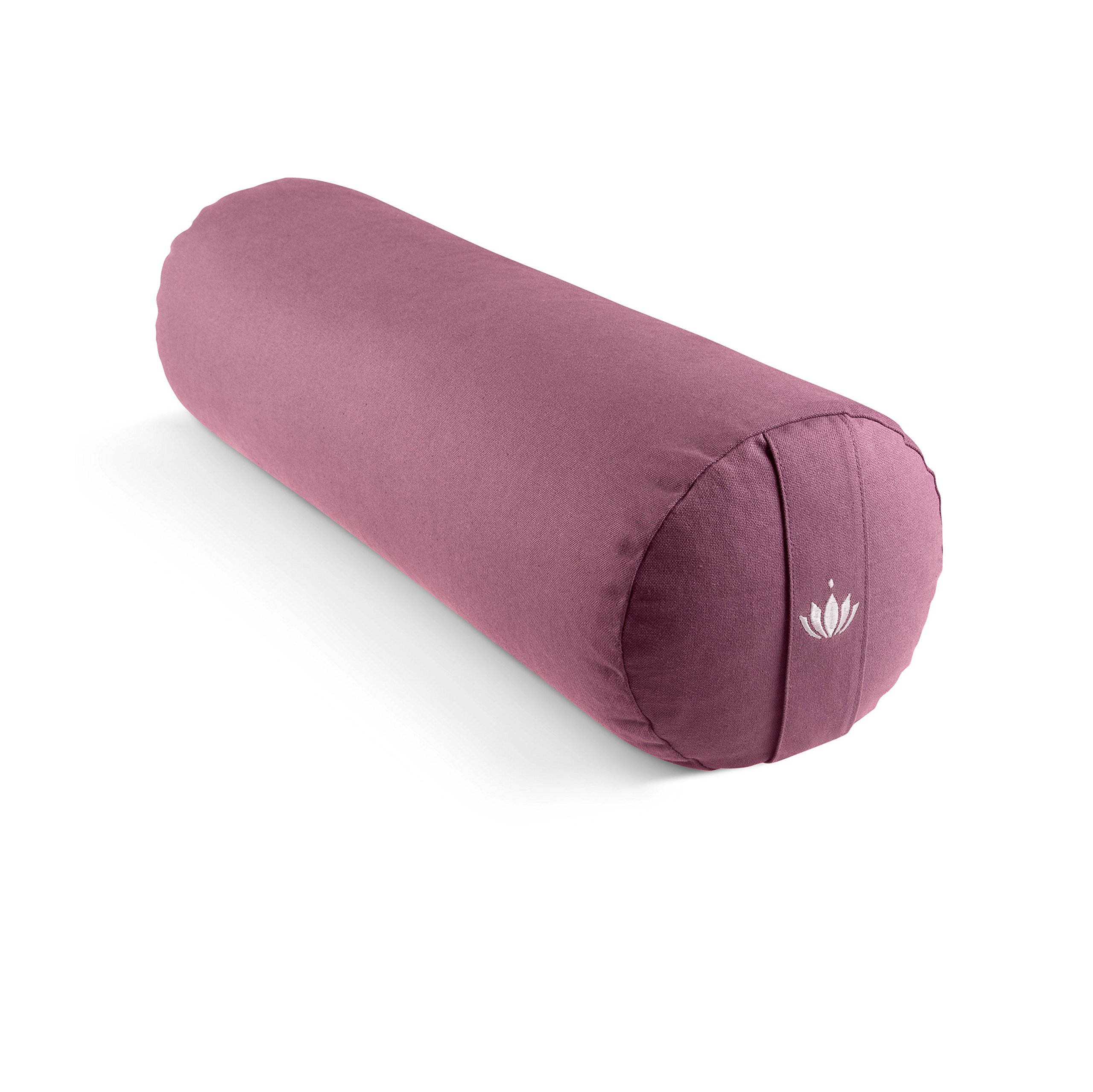 Lotuscrafts Yoga Bolster Roll For Yin Yoga - Ø24 cm - Spelt Filling - Washable Organic Cotton Cover - GOTS Certified