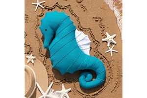 Phantoscope Outdoor Sea Horse Shaped Throw Pillow, Decorative Waterproof Pillows for Outdoor Patio Furniture, Beach Cushion Pillows, Lake Blue 23 x 9.5 Inches