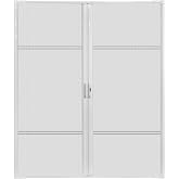 Double Retractable Screen Door Heavy Duty Aluminum Large Retractable Screen Doors for Double Door Easy Assemble Invisible Screen Door Patio Mosquito Proof (White, 73''x80'')