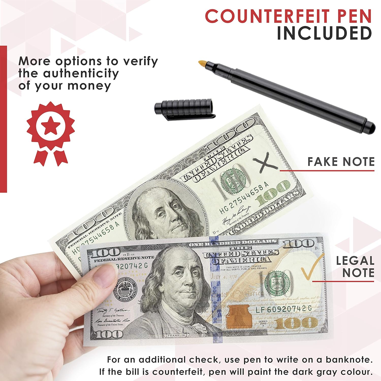 3 in 1 New Counterfeit Bill Detector & Counter with 5 Detection Modes & Bonus Counterfeit pens : Office Products