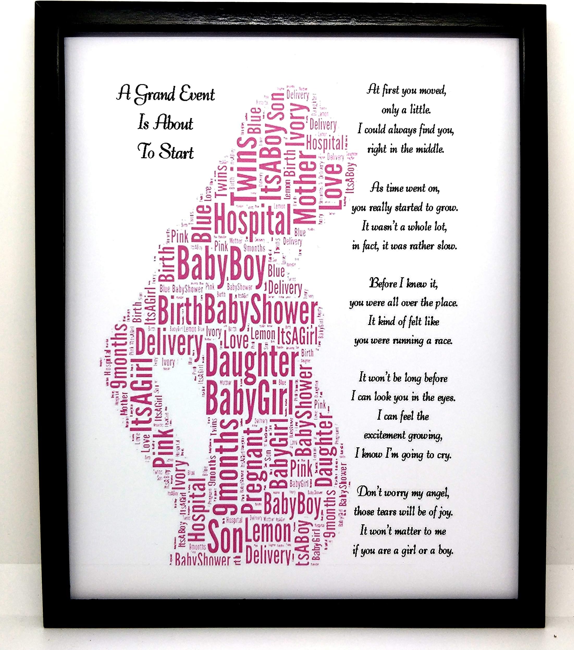 New Personalised Pregnant Lady And Poem"A Grand Event" Word Art Design (B) In 8" x 10" Glass Front Frame Beautiful Unique Gift & Keepsake