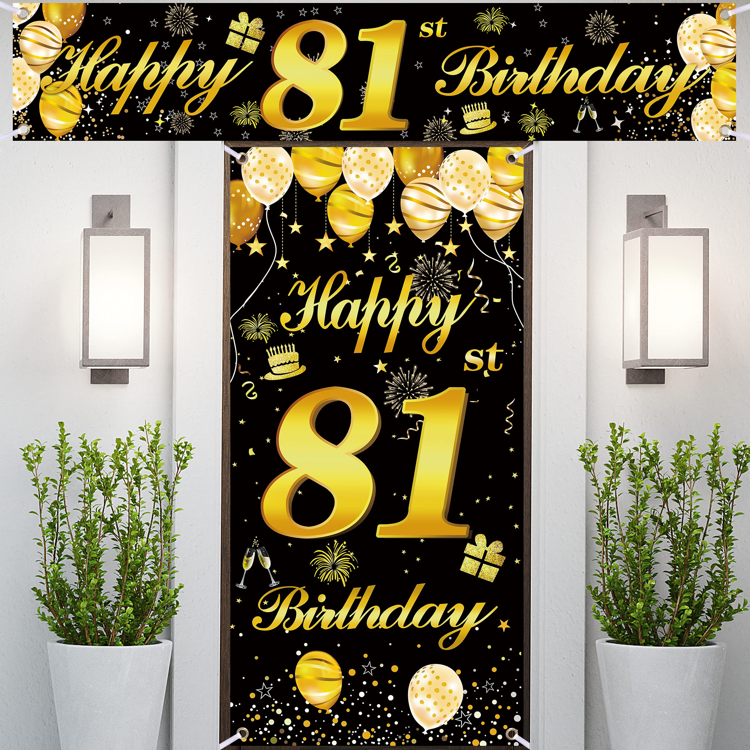 81st Happy Birthday Door Banner IMISI Birthday Decorations Birthday Backdrop Decorations for a Party