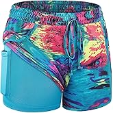 BLEVONH Women Yoga Running Shorts 2 in 1 Workout Athletic Shorts with Pockets S-3XL