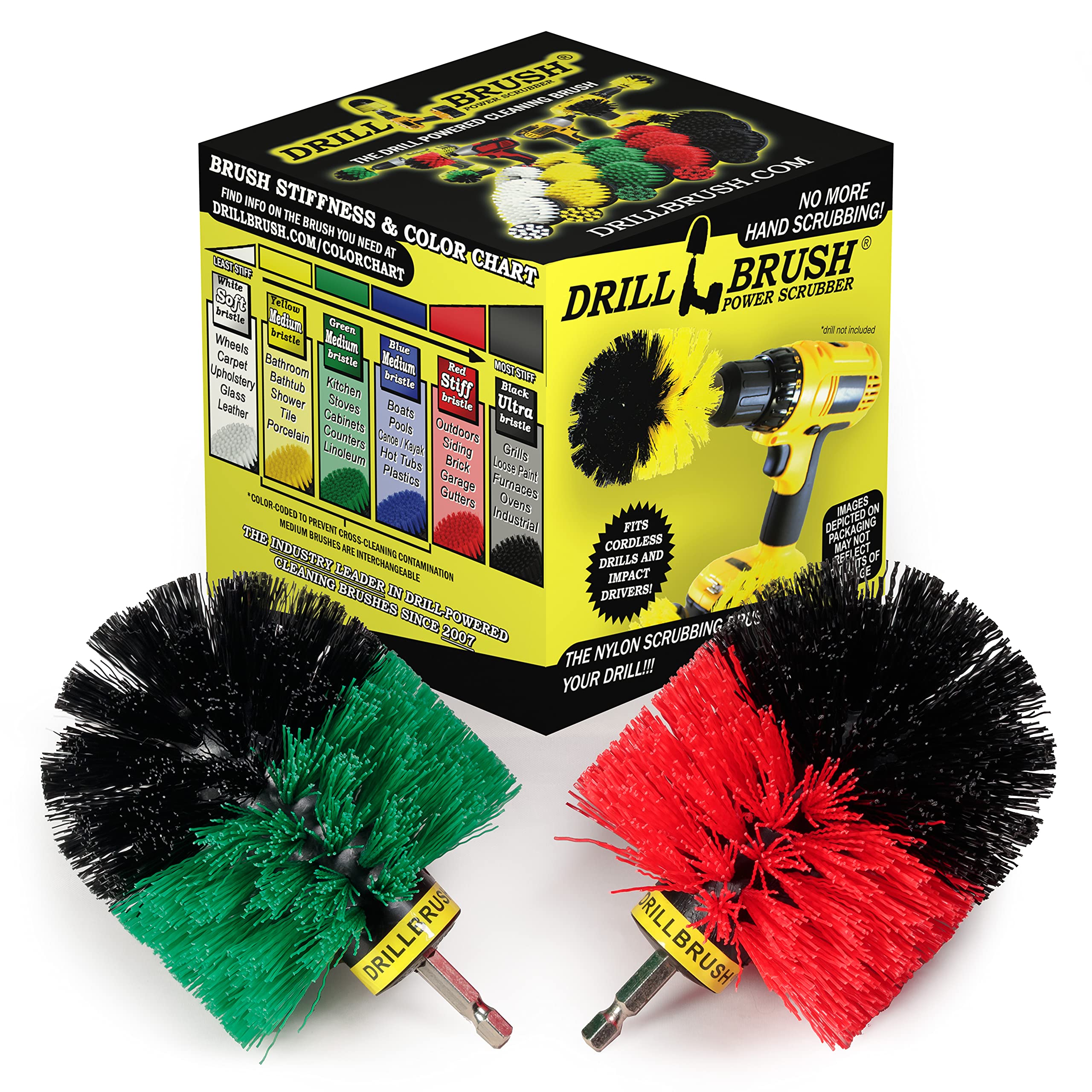 Cleaning Supplies - Indoor/Outdoor Drill Brush Power Scrubber Kit - Kitchen Accessories - Grout Cleaner - Cast Iron Skillet - Deck Brush - Bird Bath - Concrete Pools, Garden Statuary, Headstones