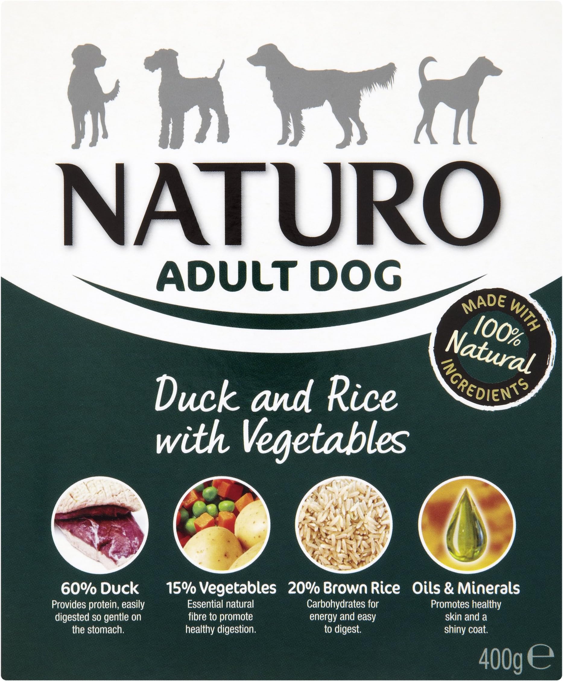 Naturo Duck and Rice with Vegetables Adult Dog Food, 400 g, Pack of 8