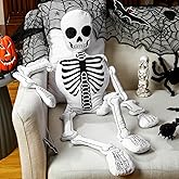 Wonderjune 41 Inch Halloween Skeleton Pillows Realistic Skull Shaped Decorative Gothic Pillow Human-Shaped Plush Stuffed Soft Pillow for Halloween Sofa Bed Home Couch Decor