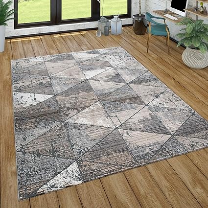 Amazon De Paco Home Teppich Wohnzimmer Modern Kurzflor Boho Skandi Abstraktes Geometrisches Muster