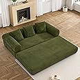 DAMAIFROM Convertible Sleeper Sofa Bed, Corduroy Folding Mattress Couch with Fixed Frame, Floor Lounge Couch with Pillow, Foldable Lazy Sofa Cama for Living Room, Bedroom, Olive Green