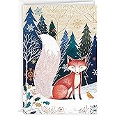 Hallmark UNICEF Boxed Christmas Cards, Folk Art Fox (12 Cards and 13 Envelopes)