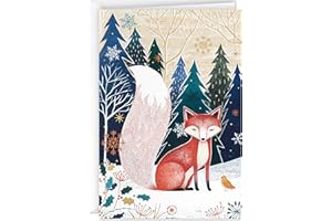 Hallmark UNICEF Boxed Christmas Cards, Folk Art Fox (12 Cards and 13 Envelopes)