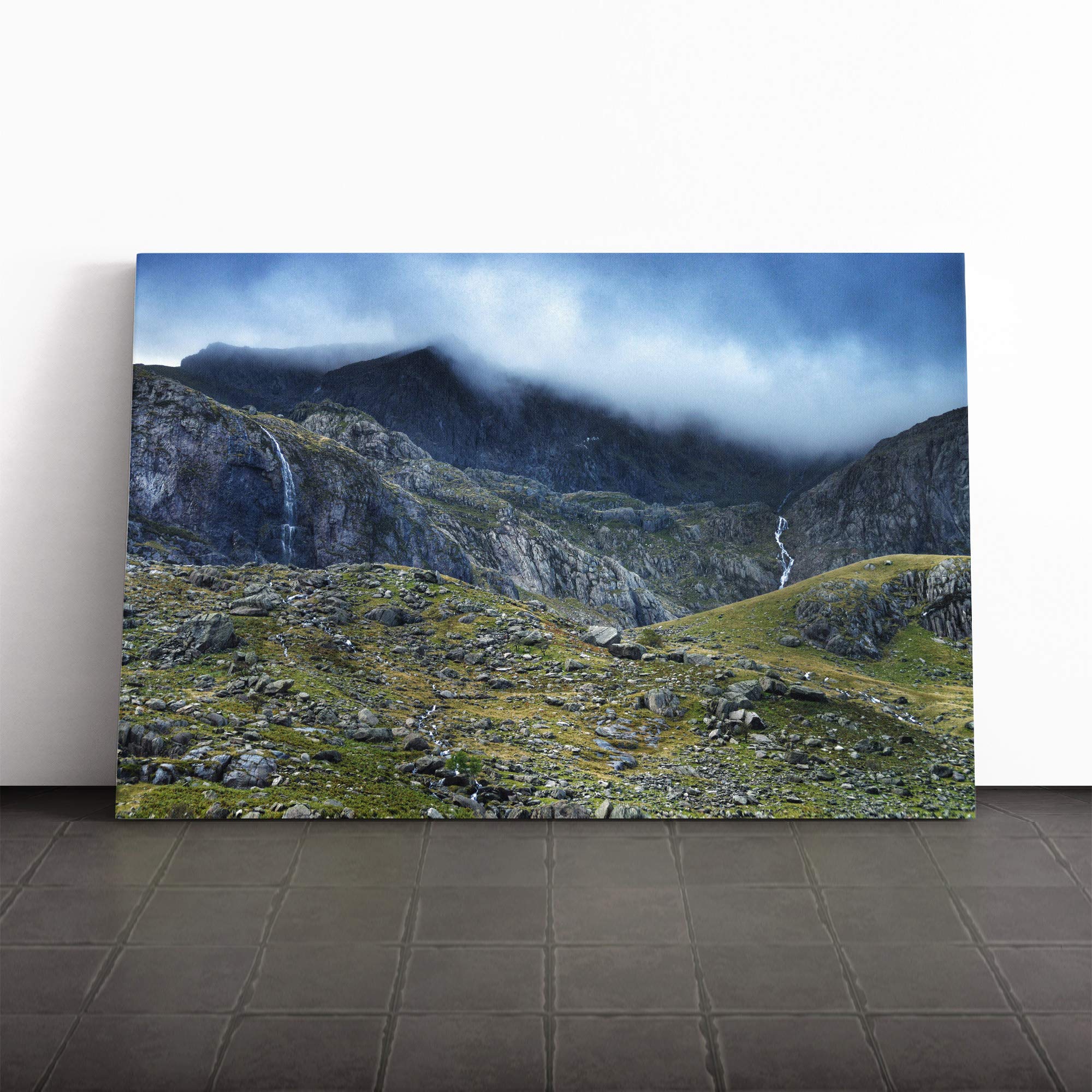 Landscape Misty Mountains Canvas Print | Gallery Wrapped 30mm Frame Wall Art | 20x14 inches | Ready to Hang | Modern Landscape Picture | Living Room Bedroom Lounge Office