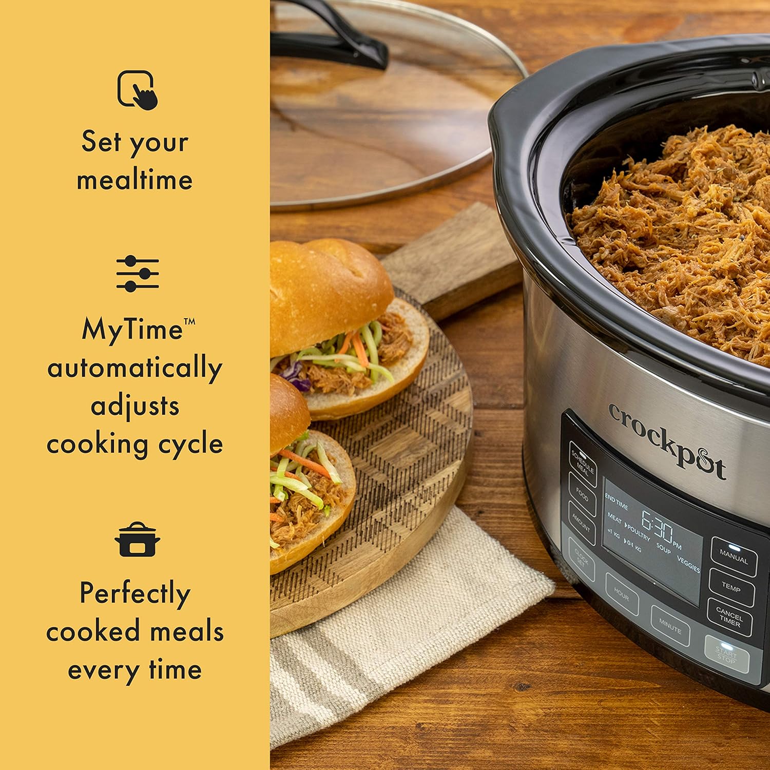 Crock-pot 2137020 MyTime Technology, 6-Quart Programmable Slow Cooker, Stainless Steel: Kitchen & Dining