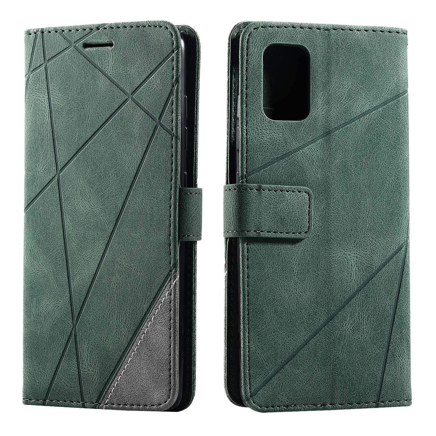 SONWO Case for Galaxy A51 5G Case, Premium Leather Flip Wallet Case Magnetic Closure Card Slots Kickstand Phone Case for Samsung Galaxy A51 5G, Green