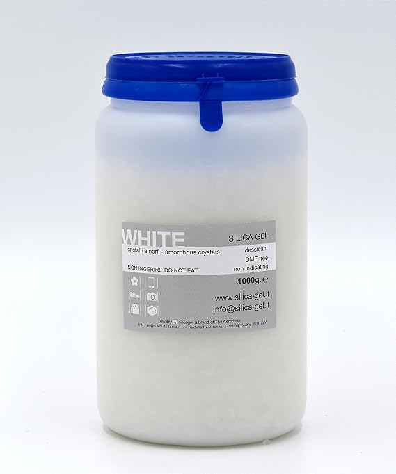 Silica Gel Granular crystals in Sealed Bottle 1.000 White grams MFD