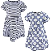 Hudson Baby Girls Cotton Dresses, Blue Daisy, 2T