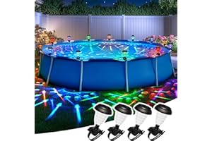 SUNCKET Solar Powered Pool Lights, Auto-ON/Off Floating Lights for Above Ground Framed Pools, Waterproof RGB Color Changing Light, Backyard Decor Accessories 4 Pack