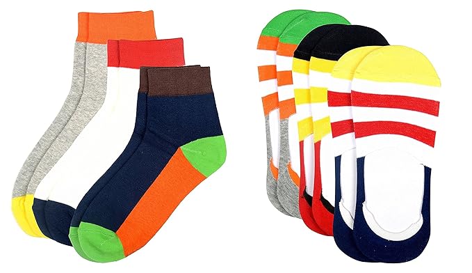 Winza Mens Low Cut & No Show Cotton Socks (Multi-Coloured, Set of 6)